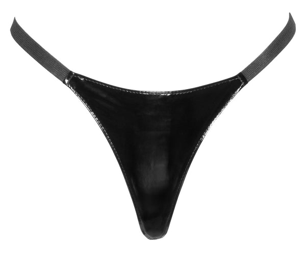 Black Level String glanzend vinyl met jarretels - Zwart - Black Level - SKU: 28100261102