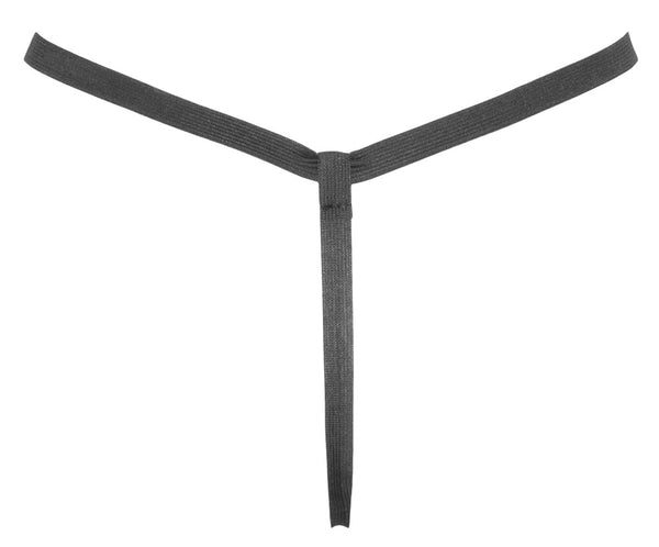 Black Level String glanzend vinyl met jarretels - Zwart - Black Level - SKU: 28100261102