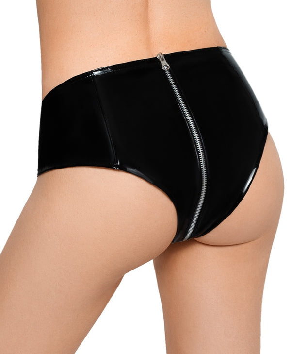 Black Level Slip glanzend vinyl met metalen rits - Zwart - Black Level - SKU: 28100421022