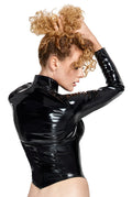 Black Level Vinyl jasje met metalen ritssluiting - Zwart