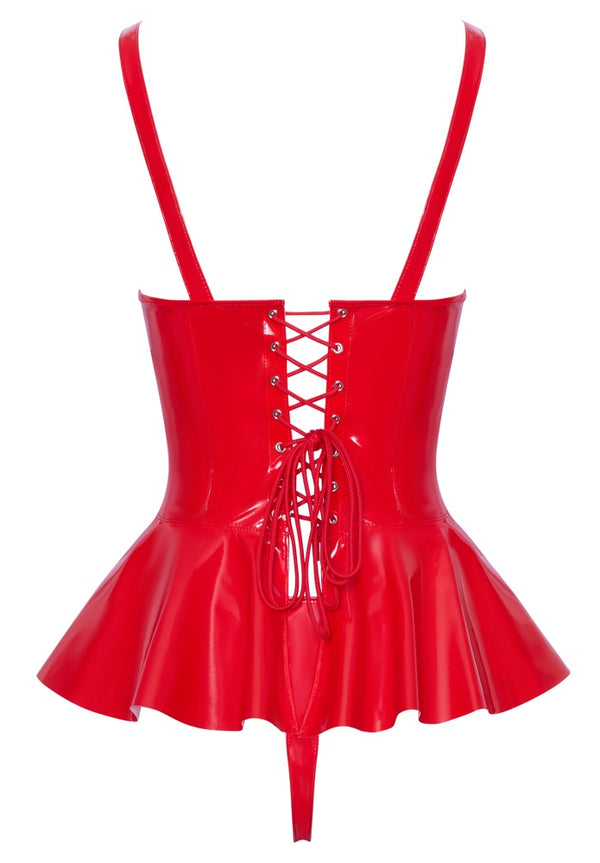 Black Level vinyl set met peplum - Rood - Black Level - SKU: 28304503021