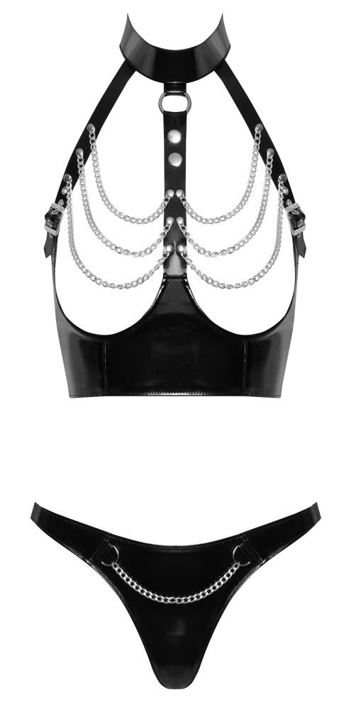 Black Level Vinyl set met open cup en kettingen - Zwart - Black Level - SKU: 28304691021