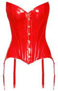 Black Level vinyl korset met 6 jarretels - Rood