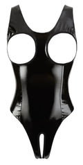 Black Level Body vinyl met open kruis en borstuitsnijdingen - Zwart