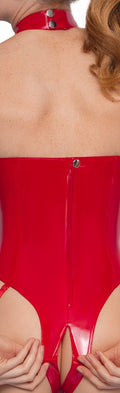Black Level Body open cup met jarretels - Rood