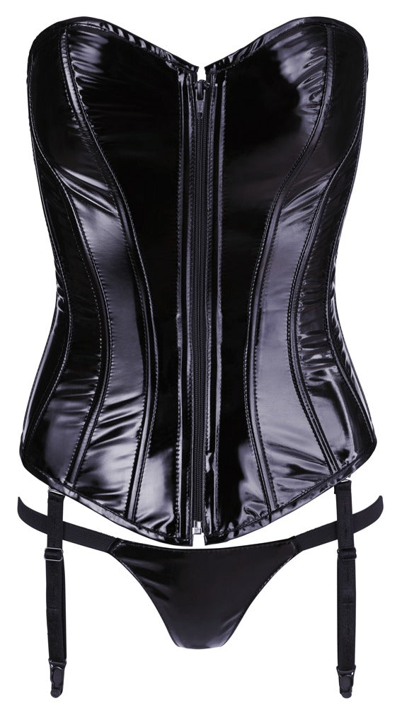 Black Level Korset strapless met jarretels - Zwart