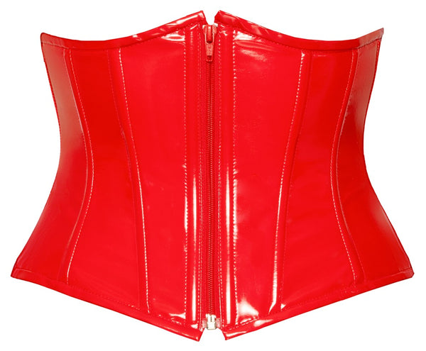 Black Level Vinyl waist cincher met rits - Rood - Black Level - SKU: 28406853021