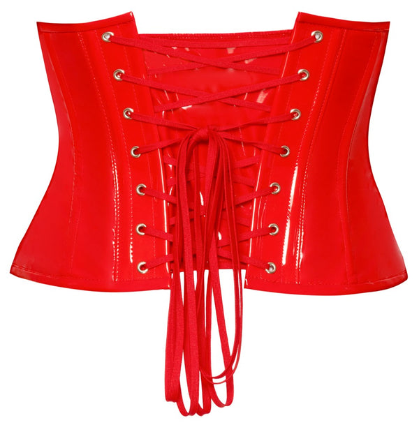 Black Level Vinyl waist cincher met rits - Rood - Black Level - SKU: 28406853021