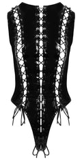 Black Level Body glimmend met vetersluiting - Zwart