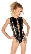 Black Level Body glimmend met vetersluiting - Zwart