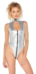 Black Level Body vinyl met hoge kraag en ritssluiting - Zilver