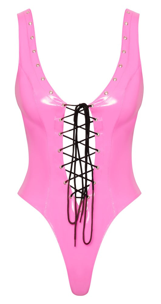Black Level vinyl body met vetersluiting - Roze - Black Level - SKU: 28407903031