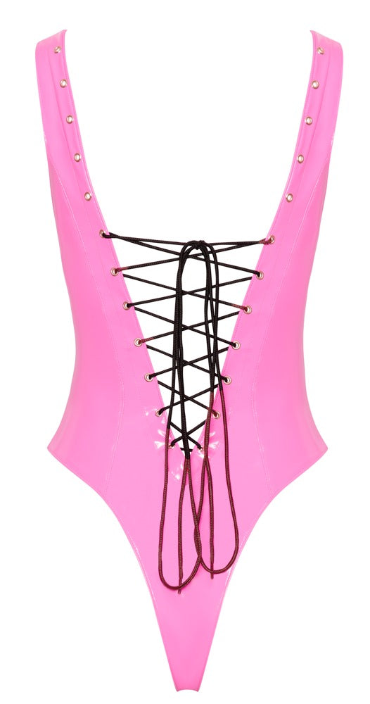 Black Level vinyl body met vetersluiting - Roze - Black Level - SKU: 28407903031