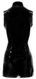Black Level Vinyl jurk kort met 2-weg ritssluiting - Zwart