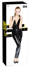 Black Level Jumpsuit glanzend vinyl met 2-weg ritssluiting - Zwart