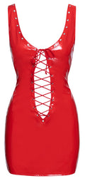 Black Level Jurk van glanzend vinyl met diepe uitsnede - Rood