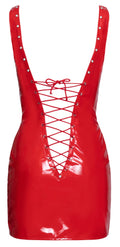 Black Level Jurk van glanzend vinyl met diepe uitsnede - Rood