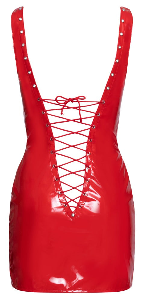 Black Level vinyl jurk met vetersluiting - Rood - Black Level - SKU: 28511053022