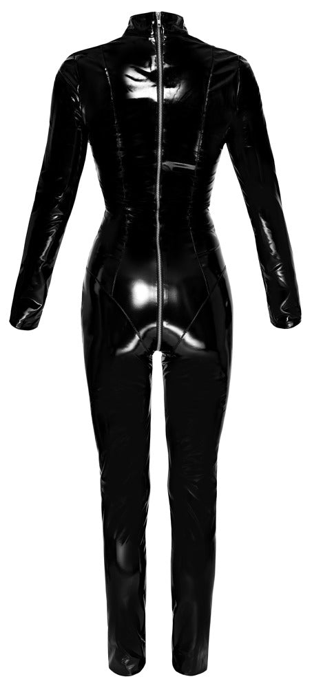 Black Level vinyl jumpsuit met 2-weg rits - Zwart - Black Level - SKU: 28513931022