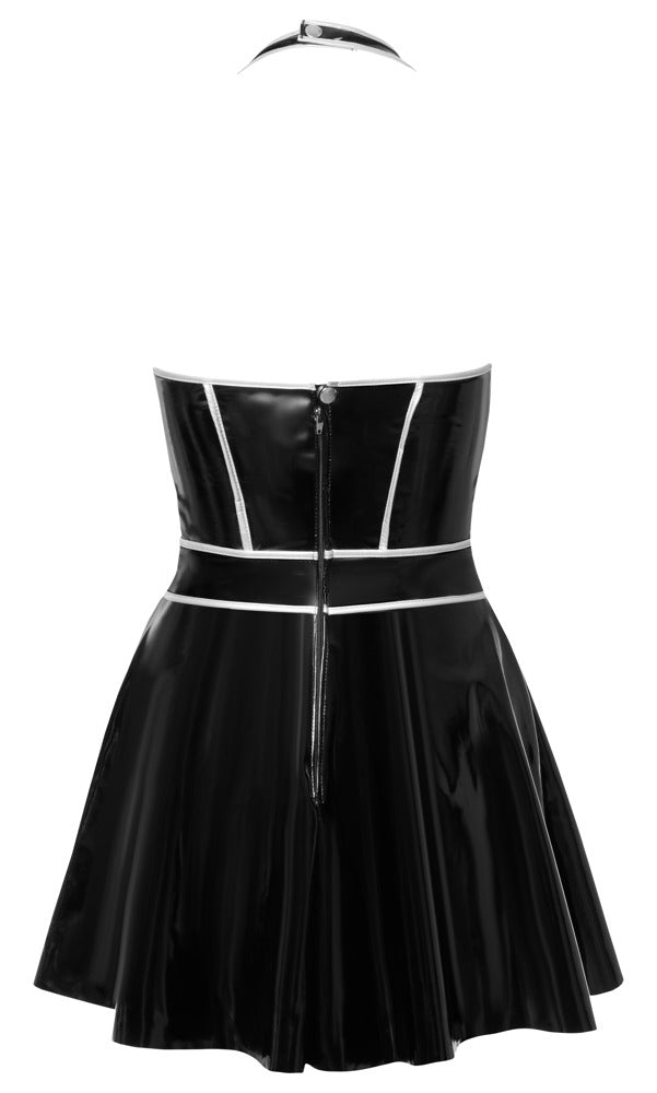 Black Level vinyl jurk met zilverkleurige naden - Zwart
