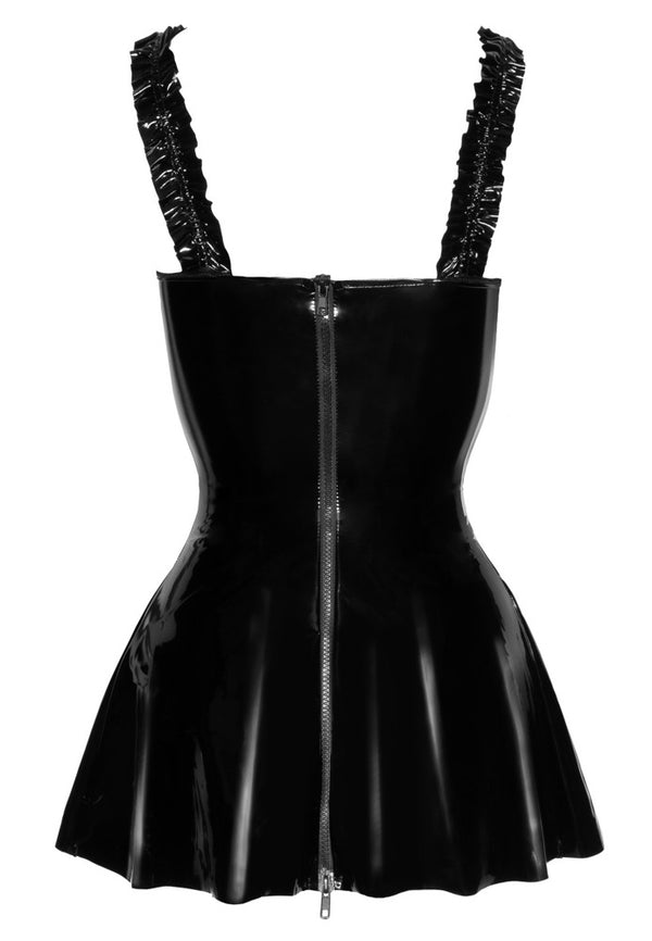 Noir vinyl jurk met ruches - Zwart - Noir - SKU: 28516601021