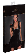 Noir vinyl jurk met ruches - Zwart