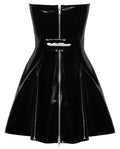 Black Level Vinyl jurk strapless met vormgevende draden - Zwart