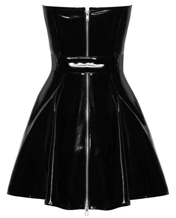 Black Level strapless vinyl jurk met beugels - Zwart - Black Level - SKU: 28516871021