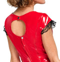 Black Level Vinyl jurk met kant en open rug - Rood