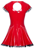 Black Level Vinyl jurk met kant en open rug - Rood