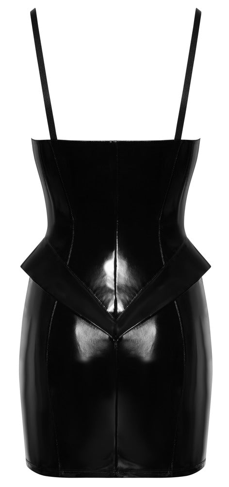 Black Level vinyl jurk met peplum - Zwart - Black Level - SKU: 28517171021
