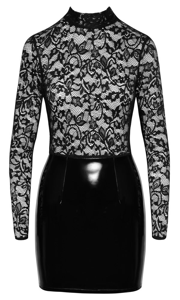 Black Level minijurk met vinylrok - Zwart - Black Level - SKU: 28517251021