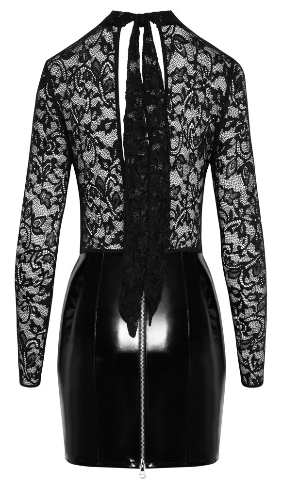 Black Level minijurk met vinylrok - Zwart - Black Level - SKU: 28517251021