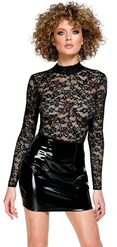Black Level minijurk met vinylrok - Zwart - Black Level - SKU: 28517251021