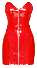 Black Level Vinyl jurk strapless met vormgevende draden - Rood