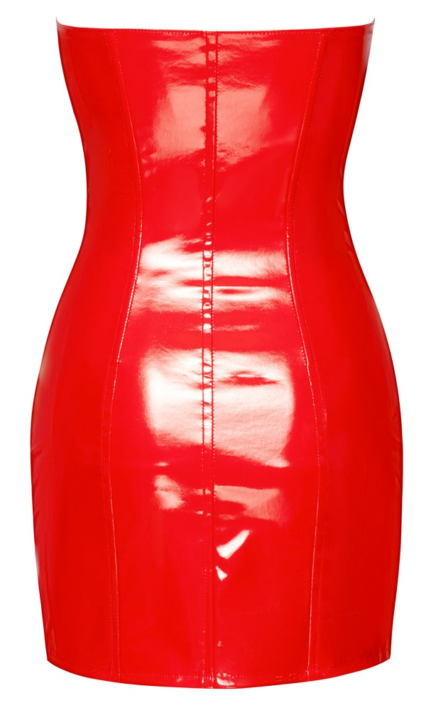 Black Level Vinyl jurk strapless met vormgevende draden - Rood
