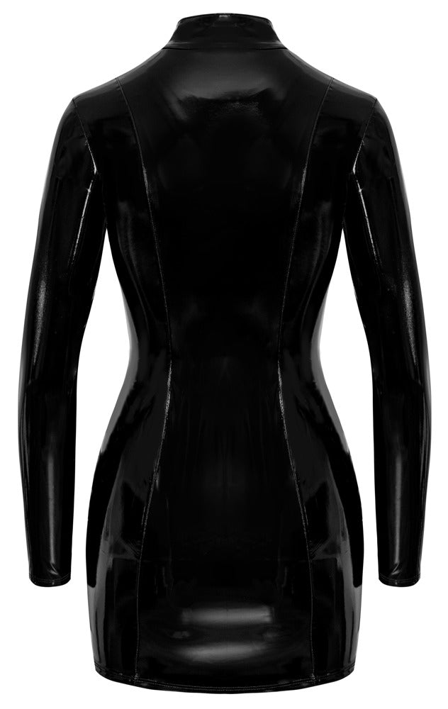 Black Level Vinyl jurk met metalen ritssluiting - Zwart