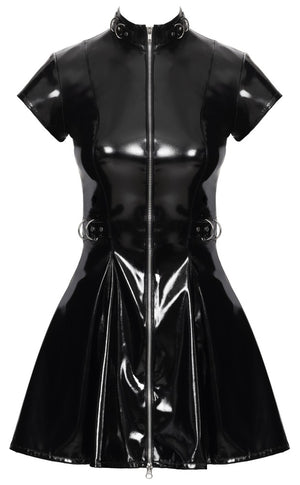 Black Level vinyl minijurk met korte mouwen - Zwart
