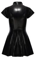 Black Level vinyl minijurk met korte mouwen - Zwart