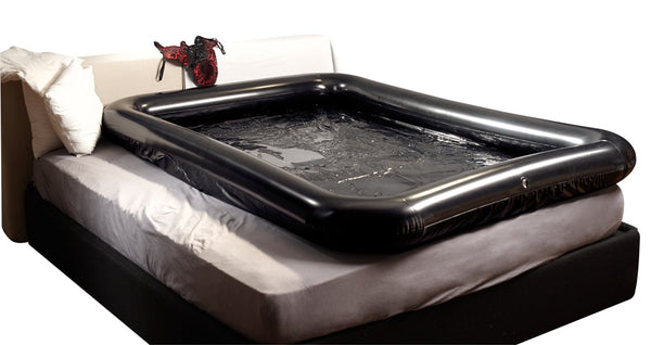 fetish Collection Vinyl laken glanzend met opblaasbare rand - Zwart - fetish Collection - SKU: 28601041001