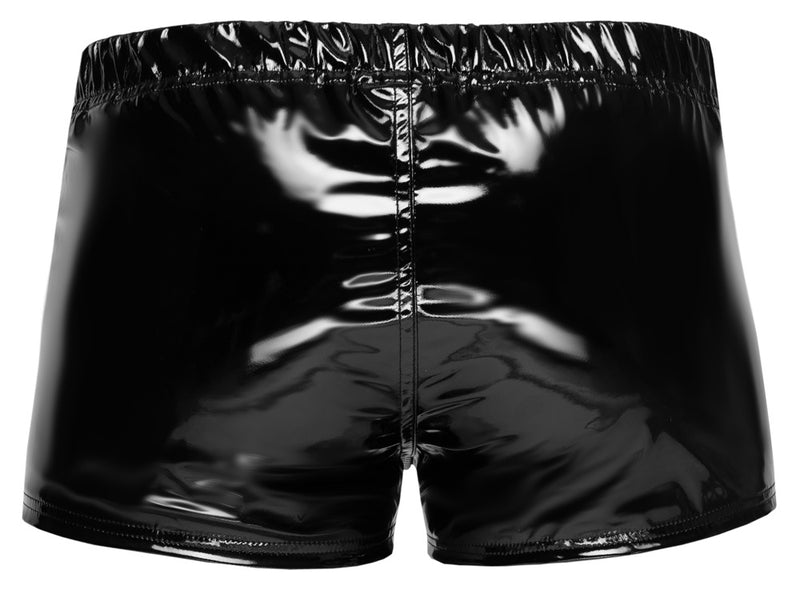 Black Level Boxer glanzend vinyl met metalen rits - Zwart
