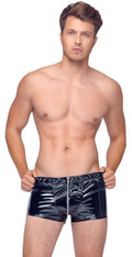 Black Level Boxer glanzend vinyl met metalen rits - Zwart