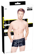 Black Level Boxer glanzend vinyl met metalen rits - Zwart