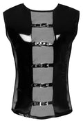 Black Level Shirt mouwloos met netinzetten - Zwart