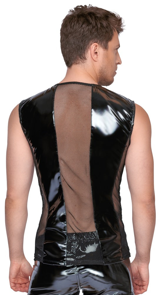 Black Level mouwloos shirt met netinzetten - Zwart - Black Level - SKU: 28903801702