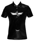 Black Level Poloshirt glanzend vinyl, figuurvormend - Zwart