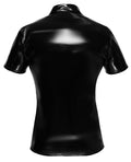 Black Level Poloshirt glanzend vinyl, figuurvormend - Zwart