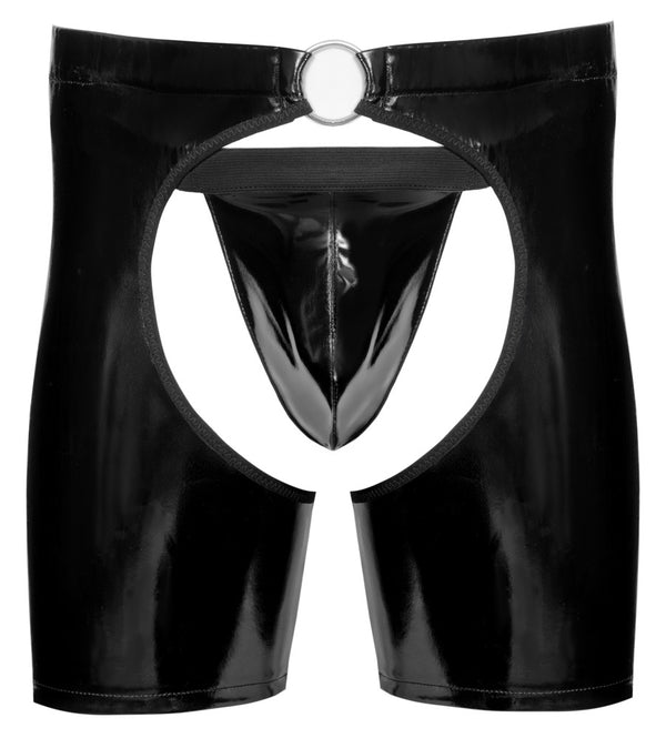 Black Level Chaps vinyl kruisloos met string - Zwart - Black Level - SKU: 28905501701
