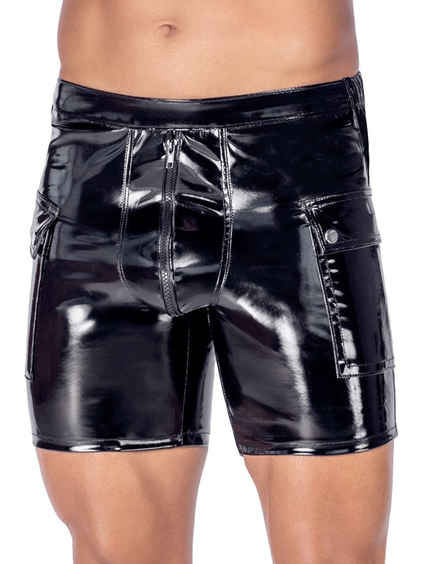 Black Level Vinyl short met klepzakken en ritssluiting - Zwart - Black Level - SKU: 28905691701