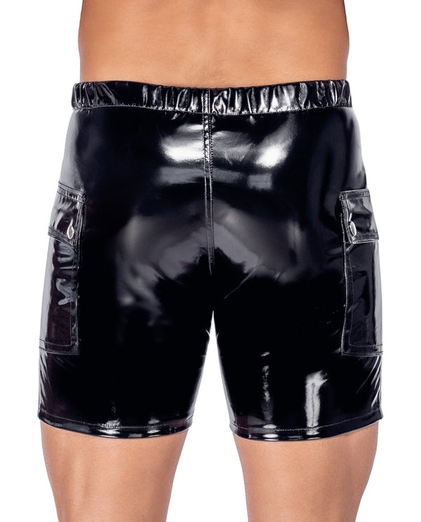 Black Level Vinyl short met klepzakken en ritssluiting - Zwart - Black Level - SKU: 28905691701